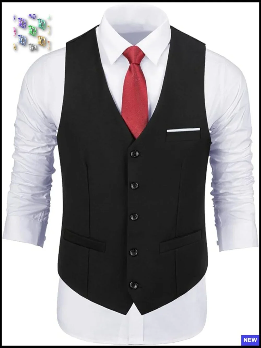 Men's V-Neck Vest Classic Formal Tuxedo Waistcoat Wedding Business Attire